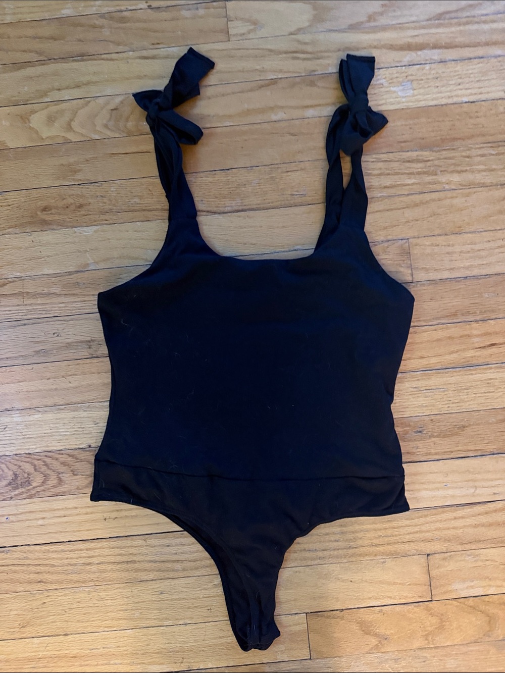 white birch Black Tie-Strap Bodysuit